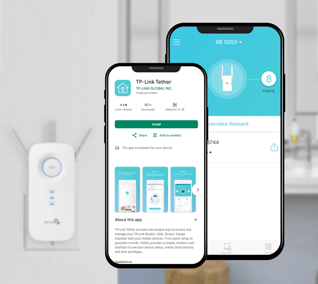 TP-Link extender setup through Tether App